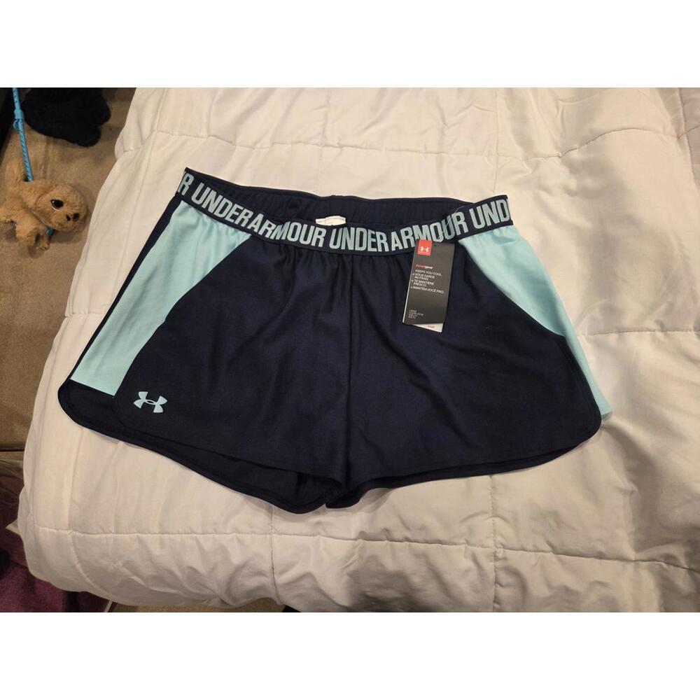 Under Armour Women's XL Athletic Shorts Navy and Light Blue